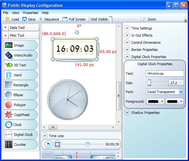 Envitech Triple-D analog and digital clock - Example from Public Display Configuration application